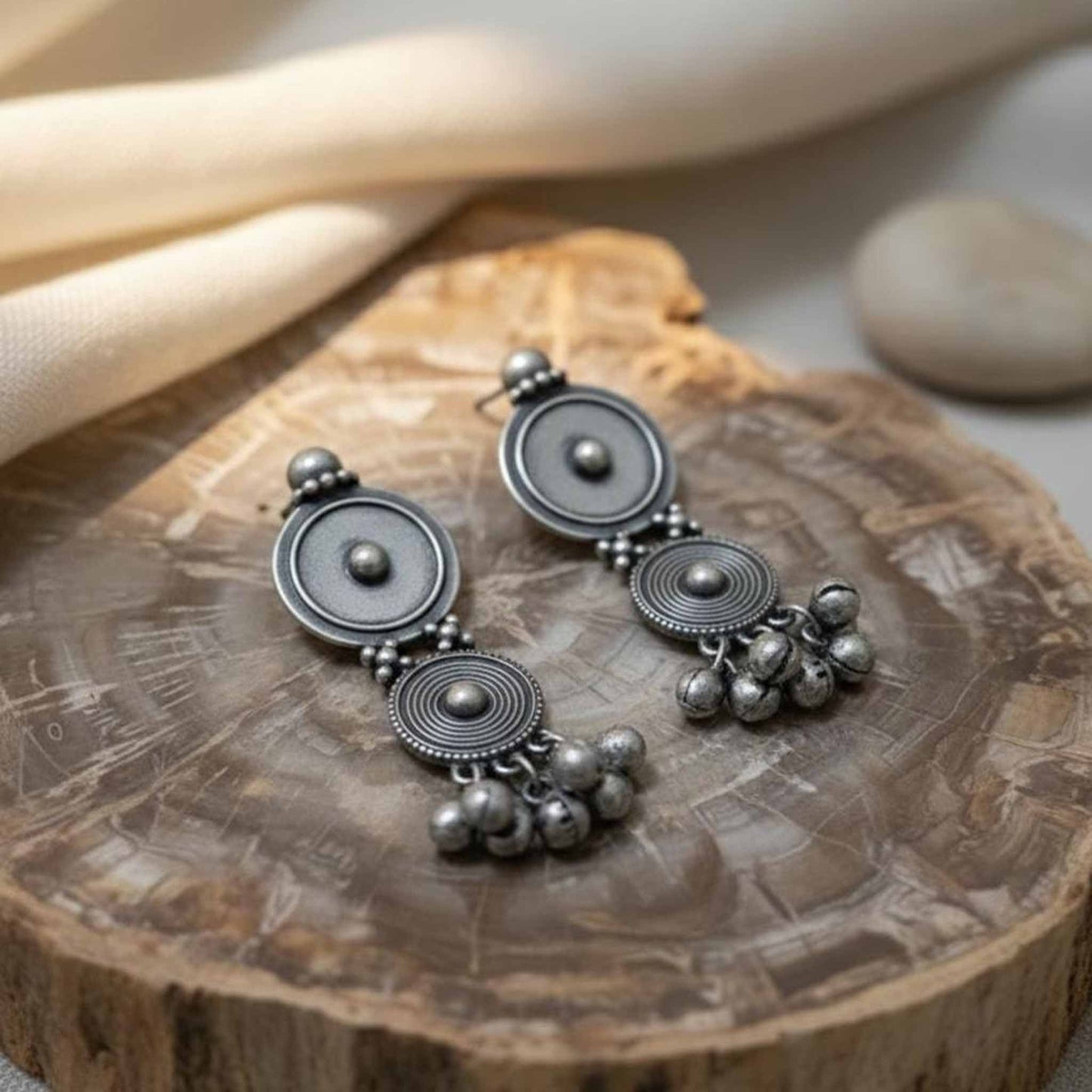 Circular Textured Statement Earrings