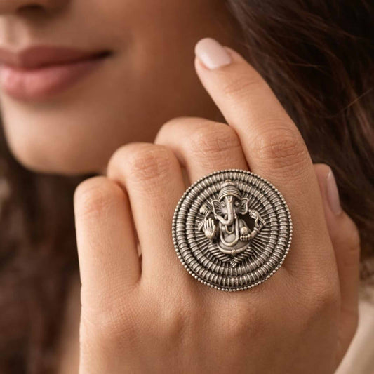 Lord Ganesha Temple Statement Ring for Women