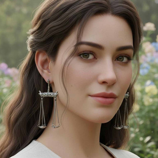 Tarazu Balance Design German Silver Statement Earrings