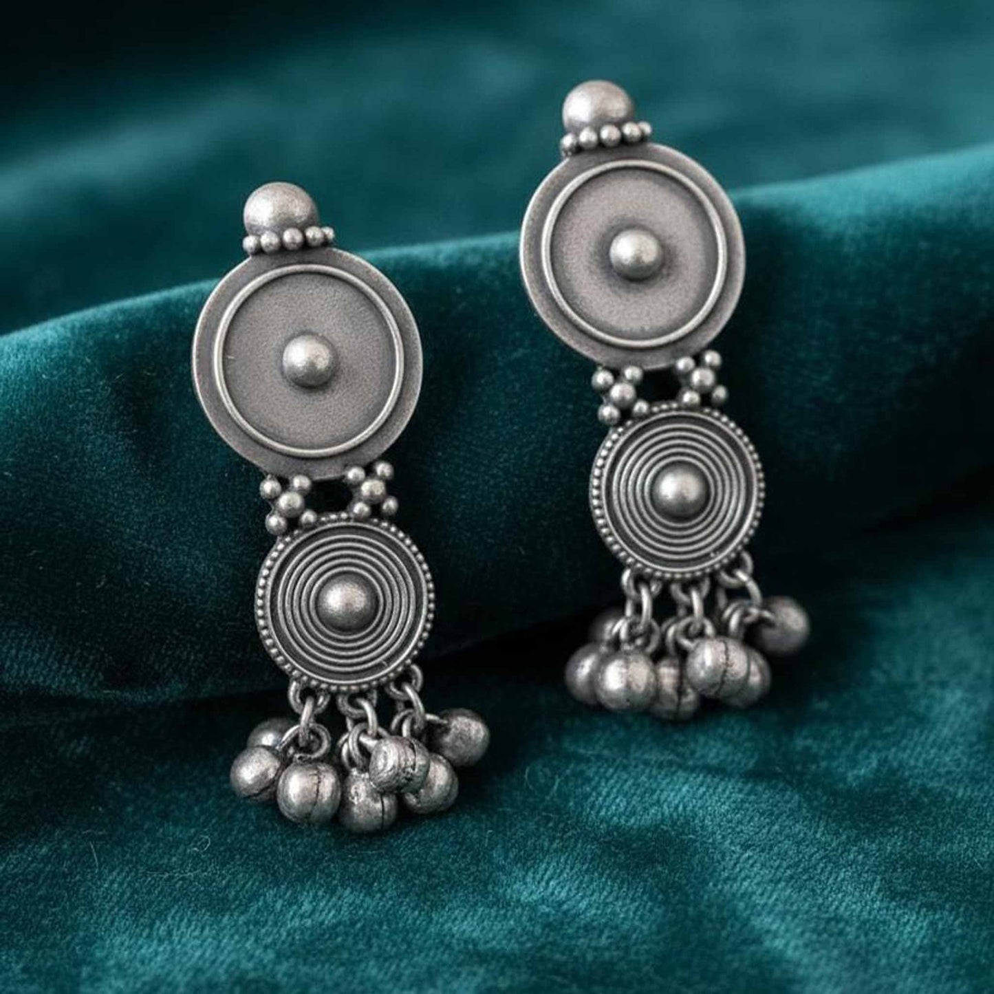 Circular textured statement earrings