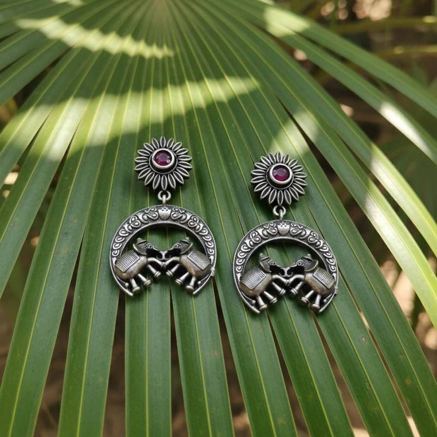 Floral Engraved Drop Earrings