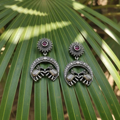 Floral Engraved Drop Earrings