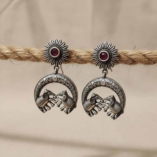 Floral Engraved Drop Earrings