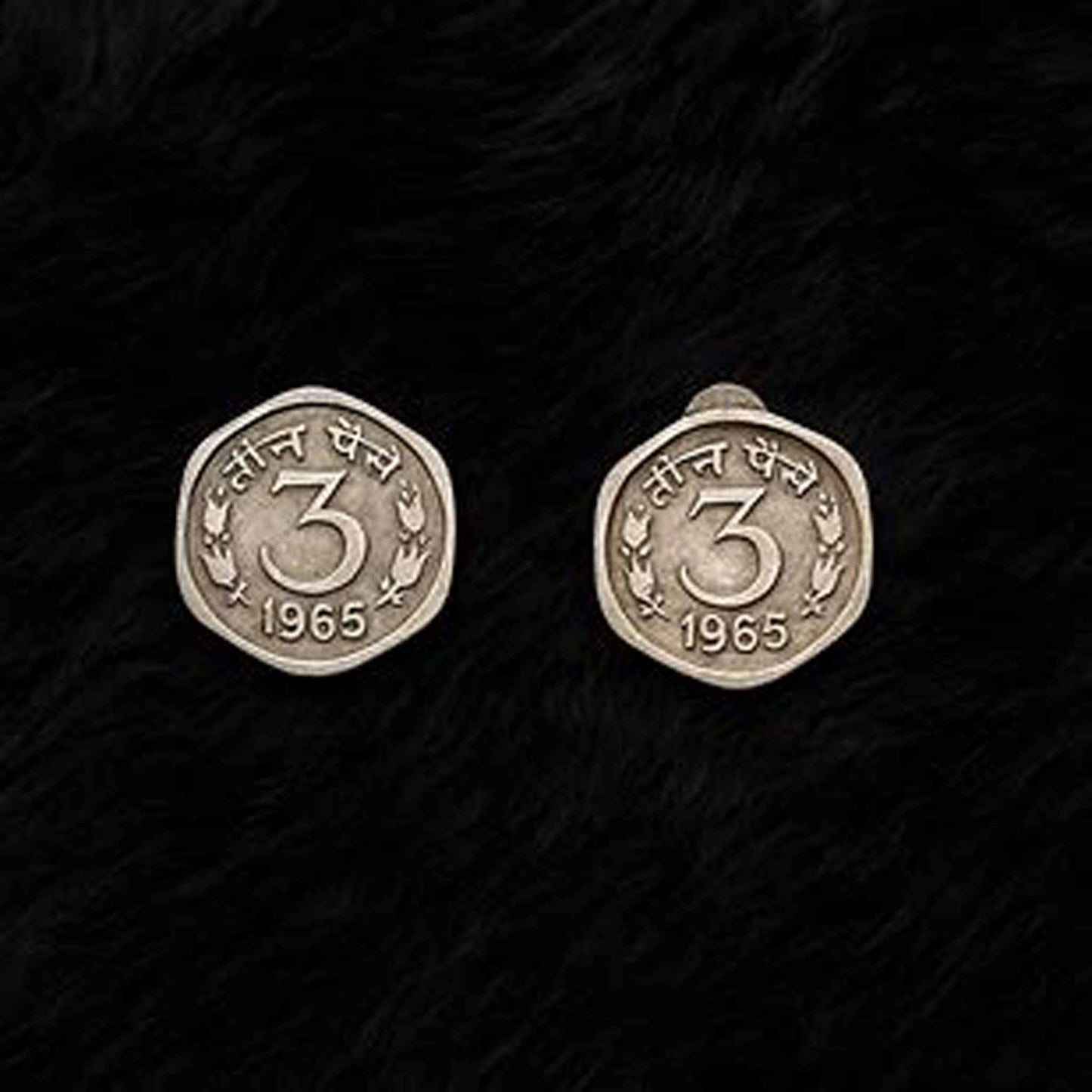 Vintage 3 Paise Coin Earrings – Antique German Silver Studs