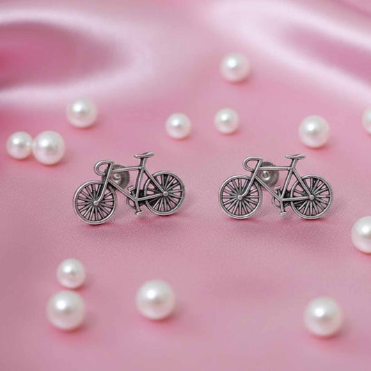 Minimal Bicycle Design Stud Earrings for Women