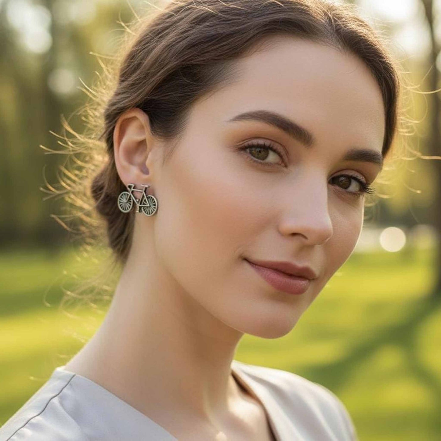Minimal Bicycle Design Stud Earrings for Women