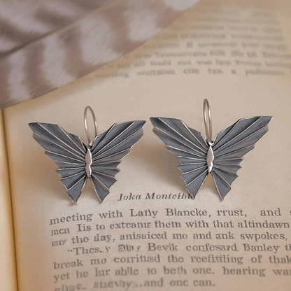 Minimalist Butterfly Design German Silver Drop Earrings