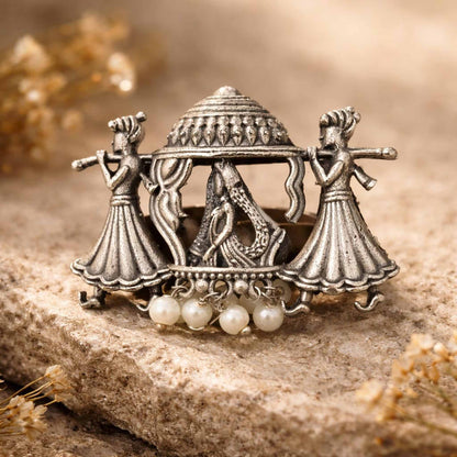 Radha Krishna Palki Design Statement Ring for Women