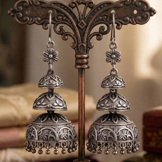 Display stand image of traditional long jhumka earrings