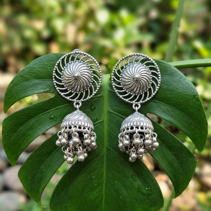 German Silver Royal Engraved Statement Earrings - Image 2