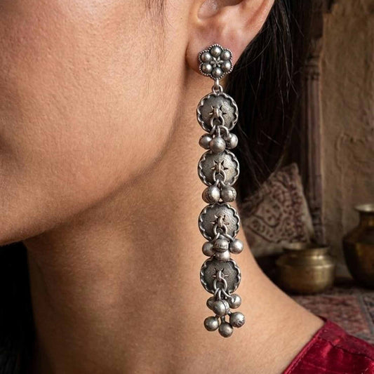 Ghughri Disc Drop Earrings model styling view