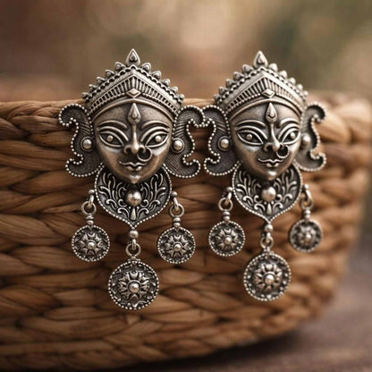Durga Face Temple Style Statement Earrings for Women