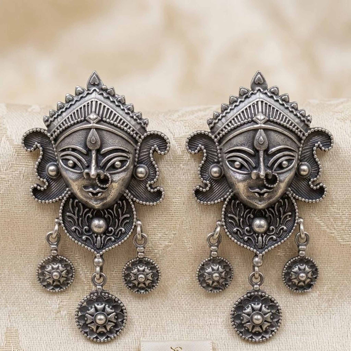 Durga Face Temple Style Statement Earrings for Women