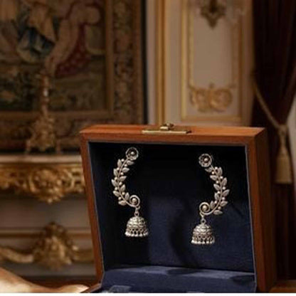 Leaf Vine Ear Cuff Style German Silver Jhumka Earrings
