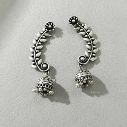 Leaf Vine Ear Cuff Style German Silver Jhumka Earrings