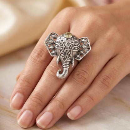 Lord Ganesha Antique Statement Ring for Women