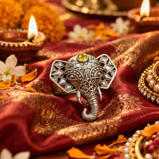 Lord Ganesha Antique Statement Ring for Women