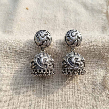 Antique Floral Dome Jhumka Earrings for Women