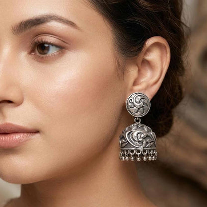 Antique Floral Dome Jhumka Earrings for Women