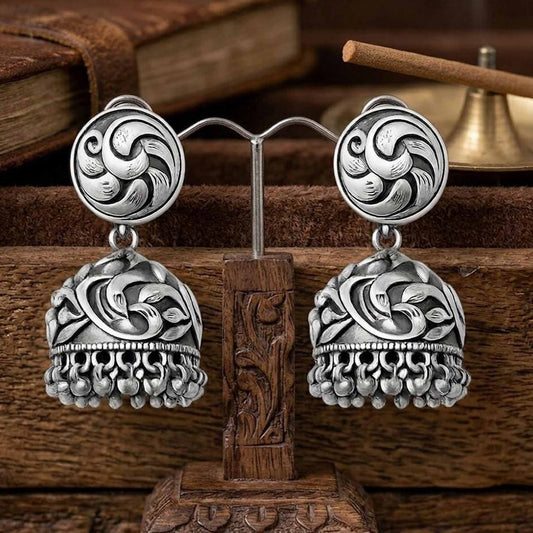 Antique Floral Dome Jhumka Earrings for Women