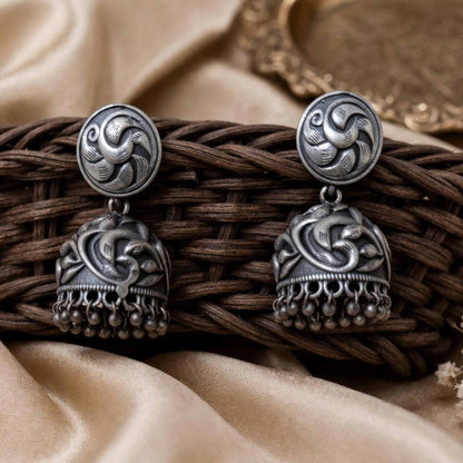 Antique Floral Dome Jhumka Earrings for Women