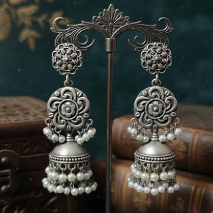 Floral Mandala Pearl Jhumka Earrings for Women