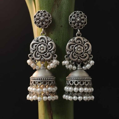 Floral Mandala Pearl Jhumka Earrings for Women