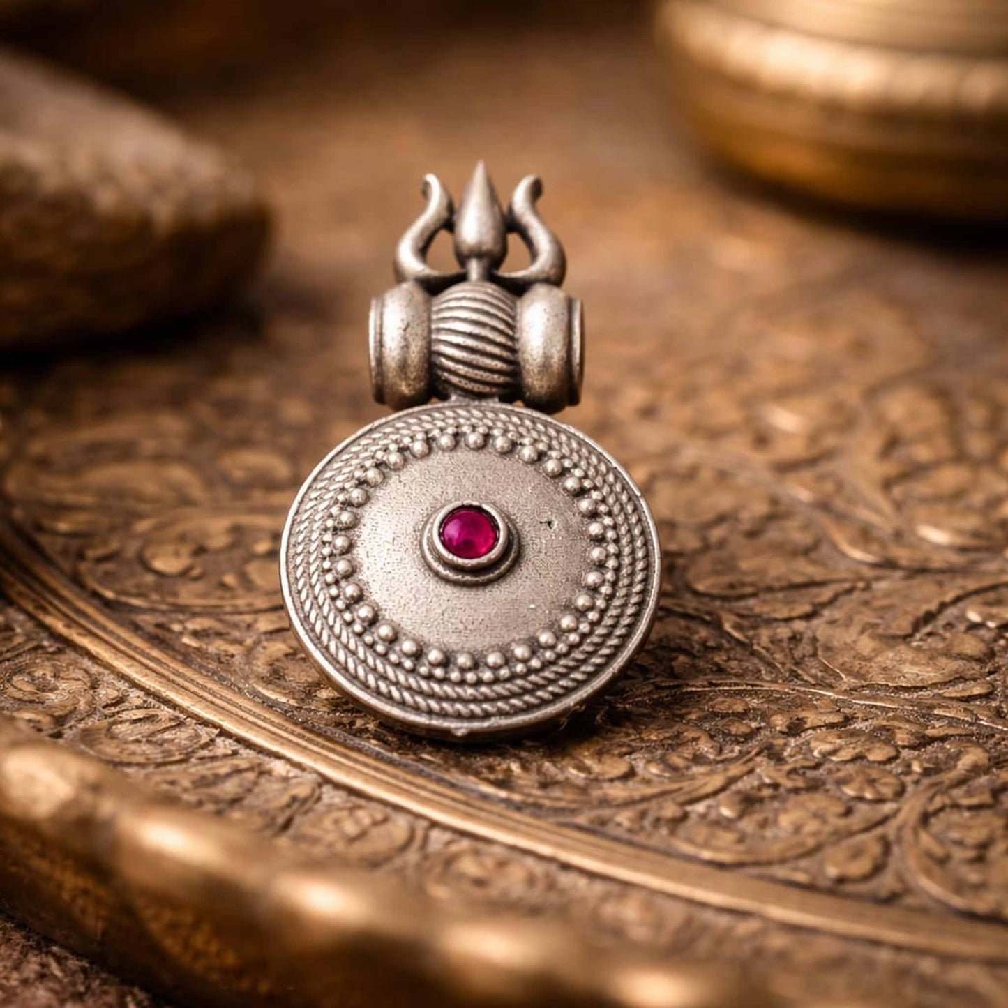 Trishul Design German Silver Statement Ring for Women