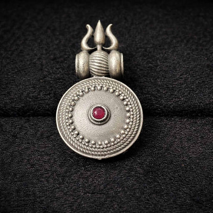 Trishul Design German Silver Statement Ring for Women