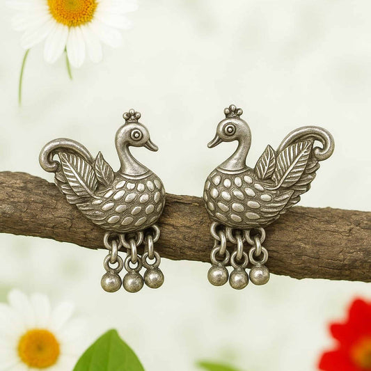 Peacock Design German Silver Studs