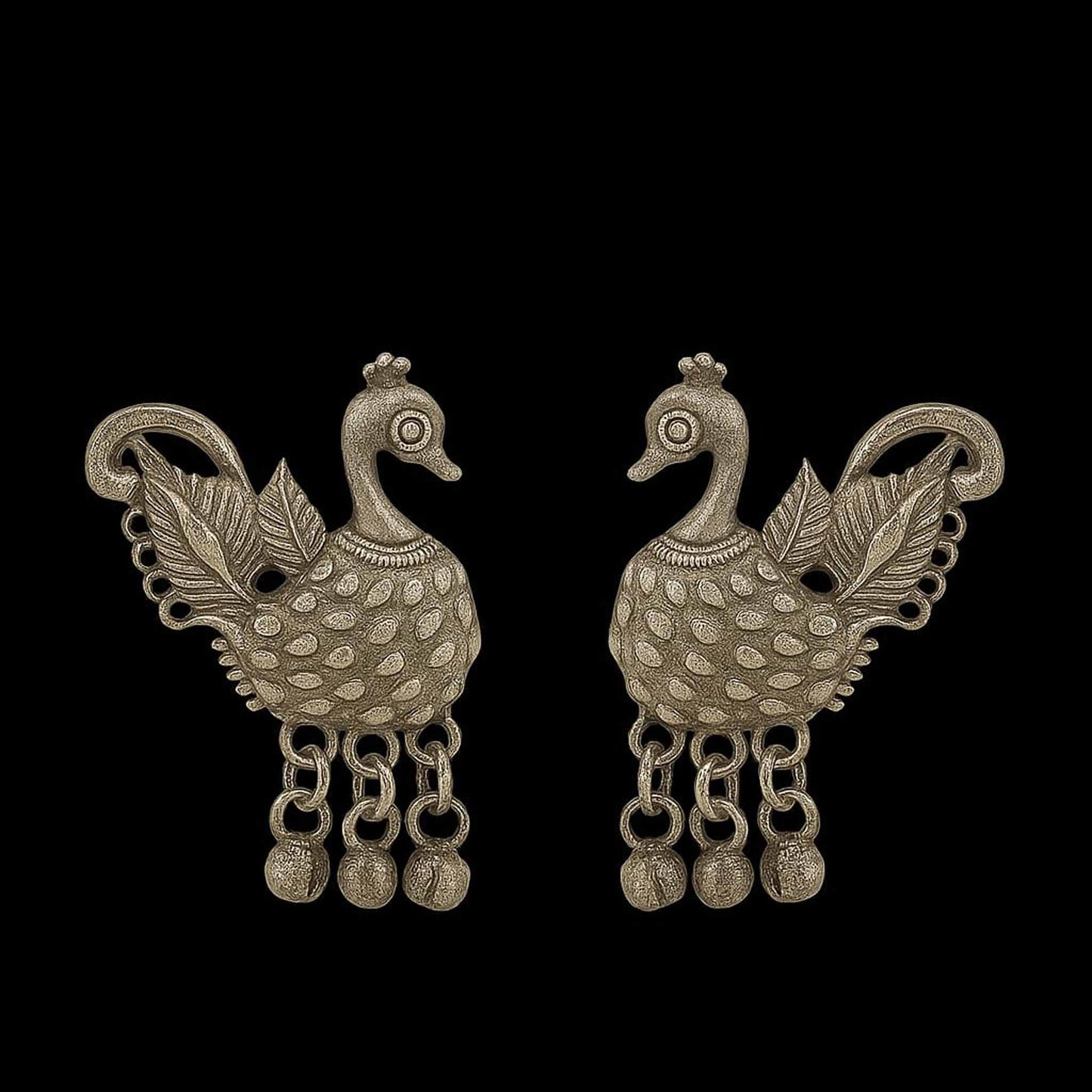 Peacock Design German Silver Studs