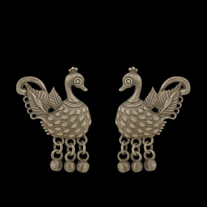 Peacock Design German Silver Studs