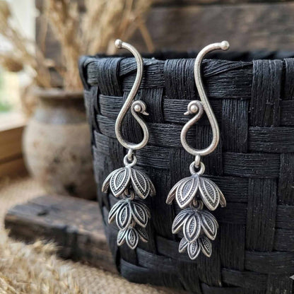 Leaf Motif Antique Drop Earrings for Women
