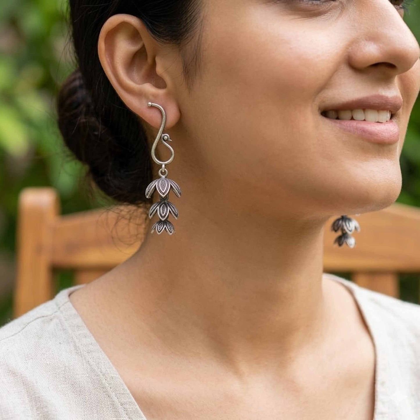Leaf Motif Antique Drop Earrings for Women