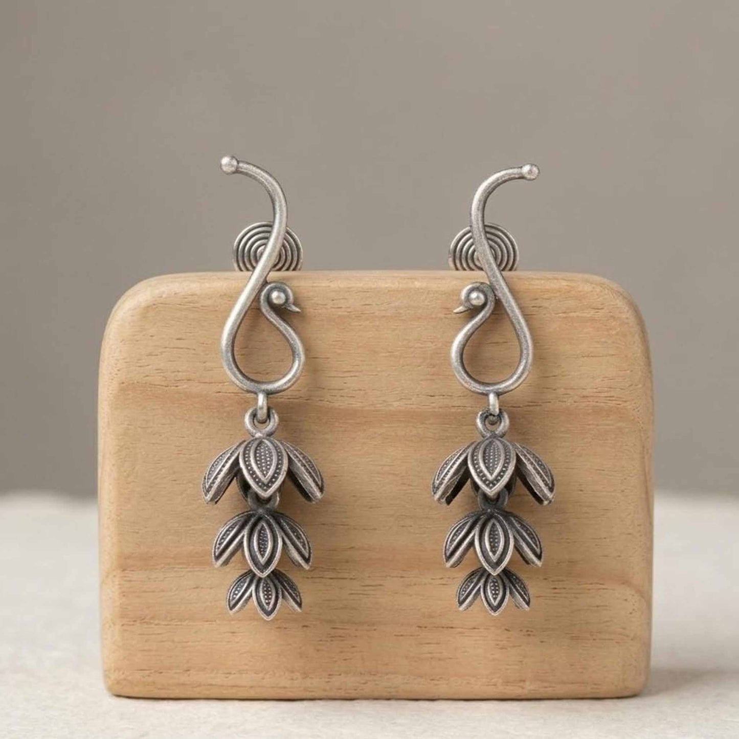 Leaf Motif Antique Drop Earrings for Women