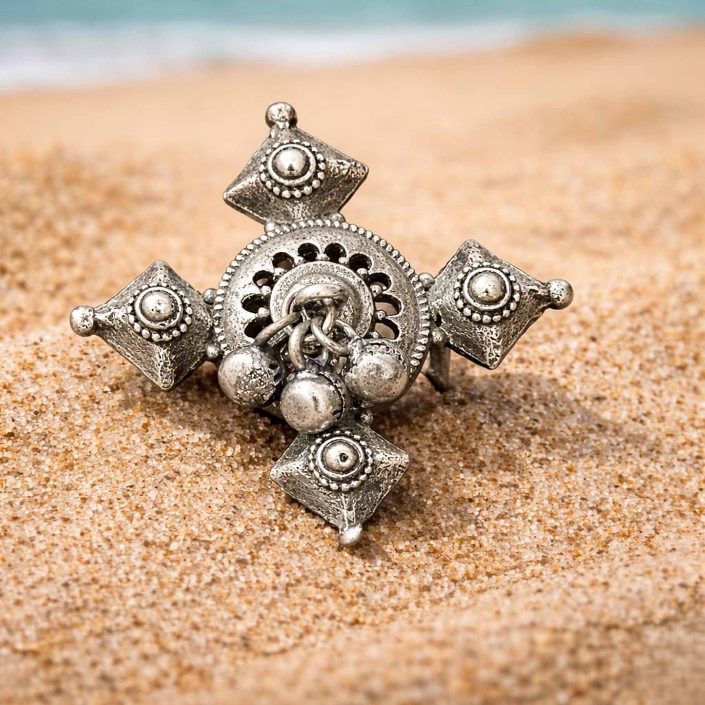 Tribal Ghungroo Antique Statement Ring for Women