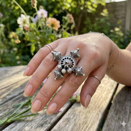 Tribal Ghungroo Antique Statement Ring for Women