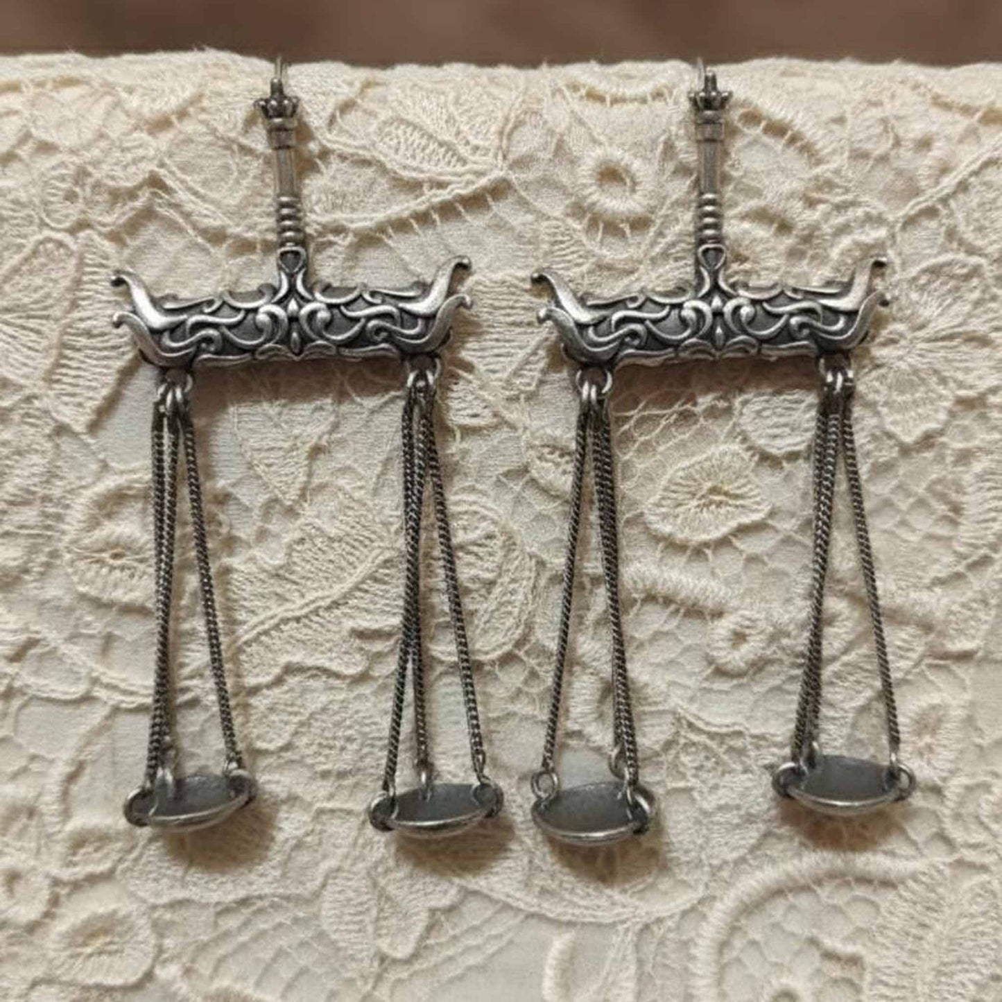 Tarazu Balance Design German Silver Statement Earrings