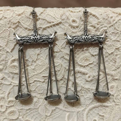 Tarazu Balance Design German Silver Statement Earrings