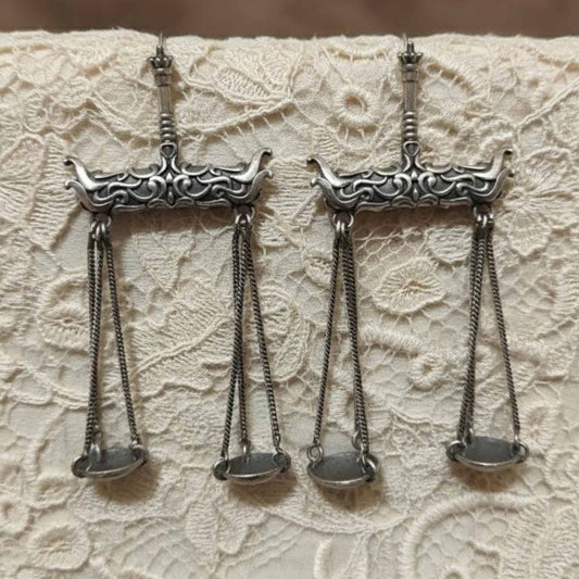 Tarazu Balance Design German Silver Statement Earrings